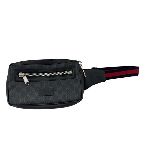 Gucci GG Supreme Canvas Belt Bag with Web Strap – Black - Picture 4 of 7